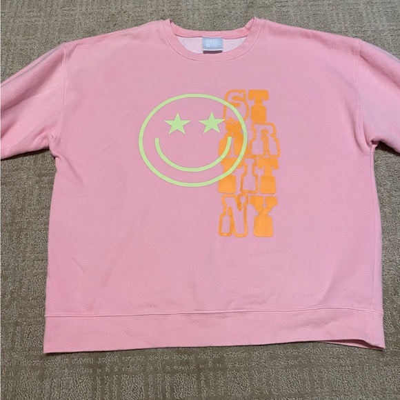 {Starfit} Pink Crew Neck Sweatshirt | Smiley ~ Size Large - Picture 6 of 16